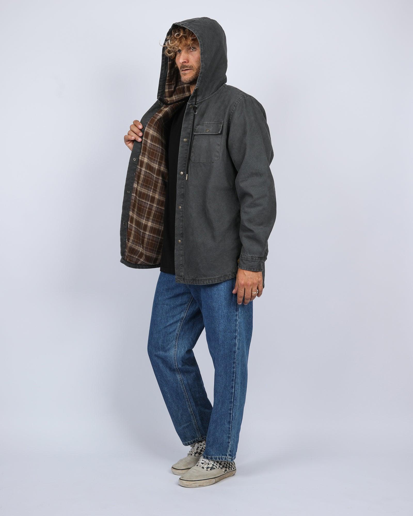 Kauai Hooded Canvas Jacket - Charcoal