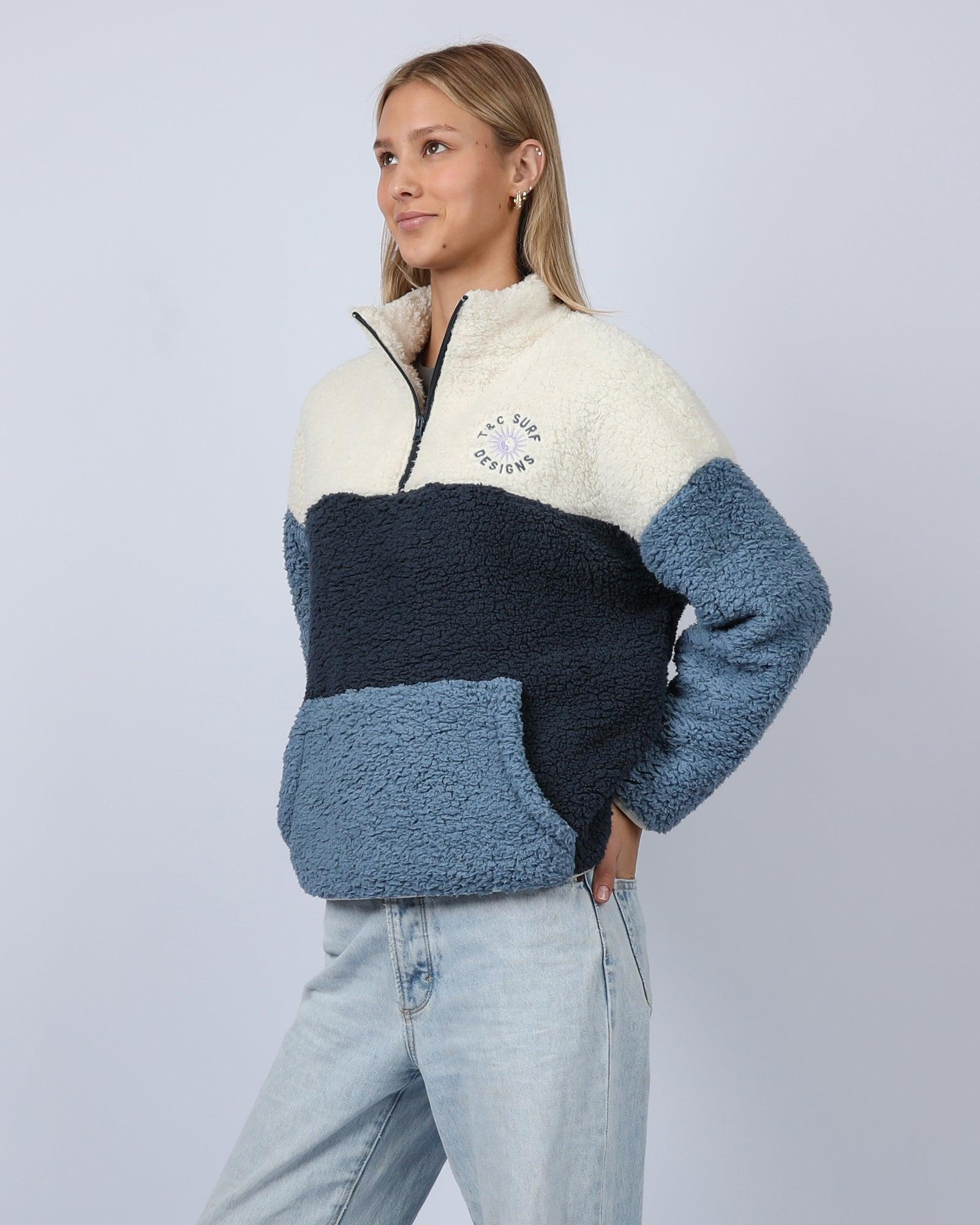 Blockout 1/4 Zip Sherpa - Blue