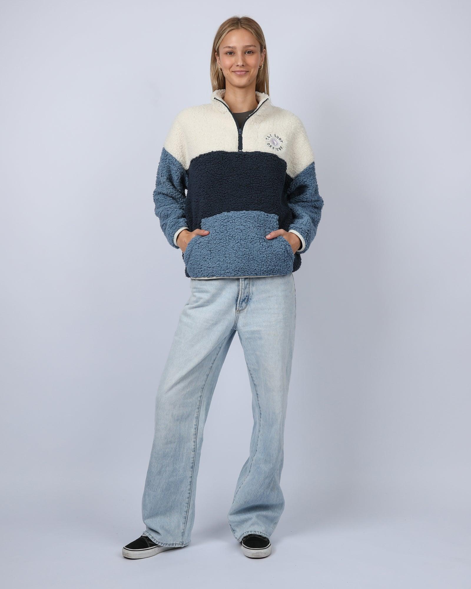Blockout 1/4 Zip Sherpa - Blue