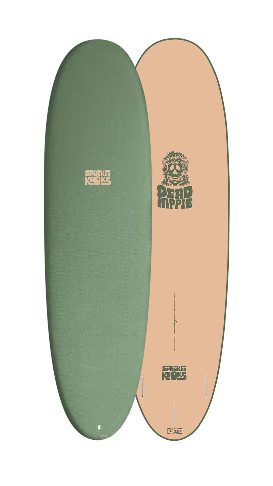 Spooked Kooks | DEAD HIPPIE 7'0" - Wax Free Textured Deck | EUCA GREEN x CREAM