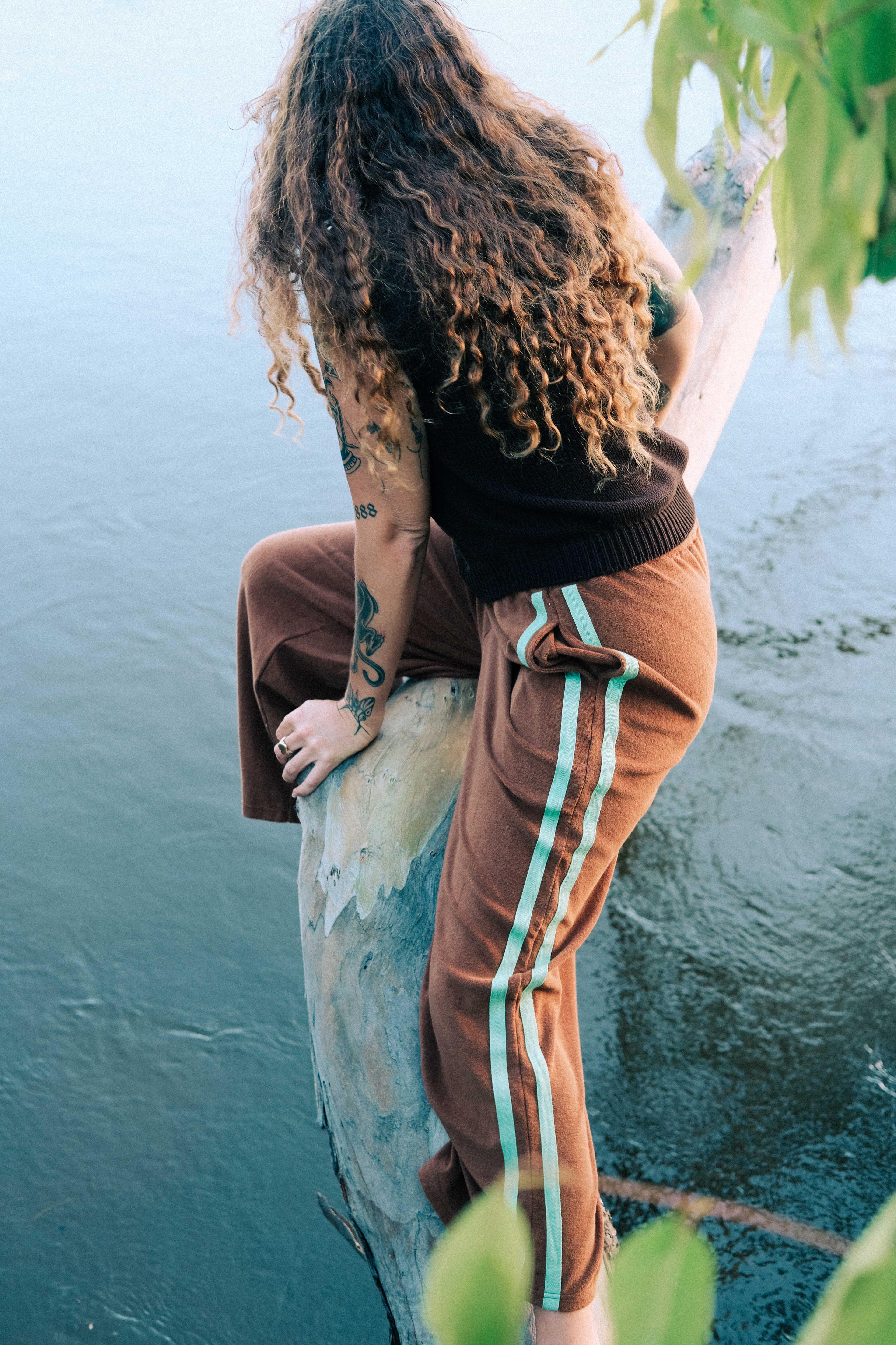 Après Surf Pant Brown with Mint Stripe - Atmosea