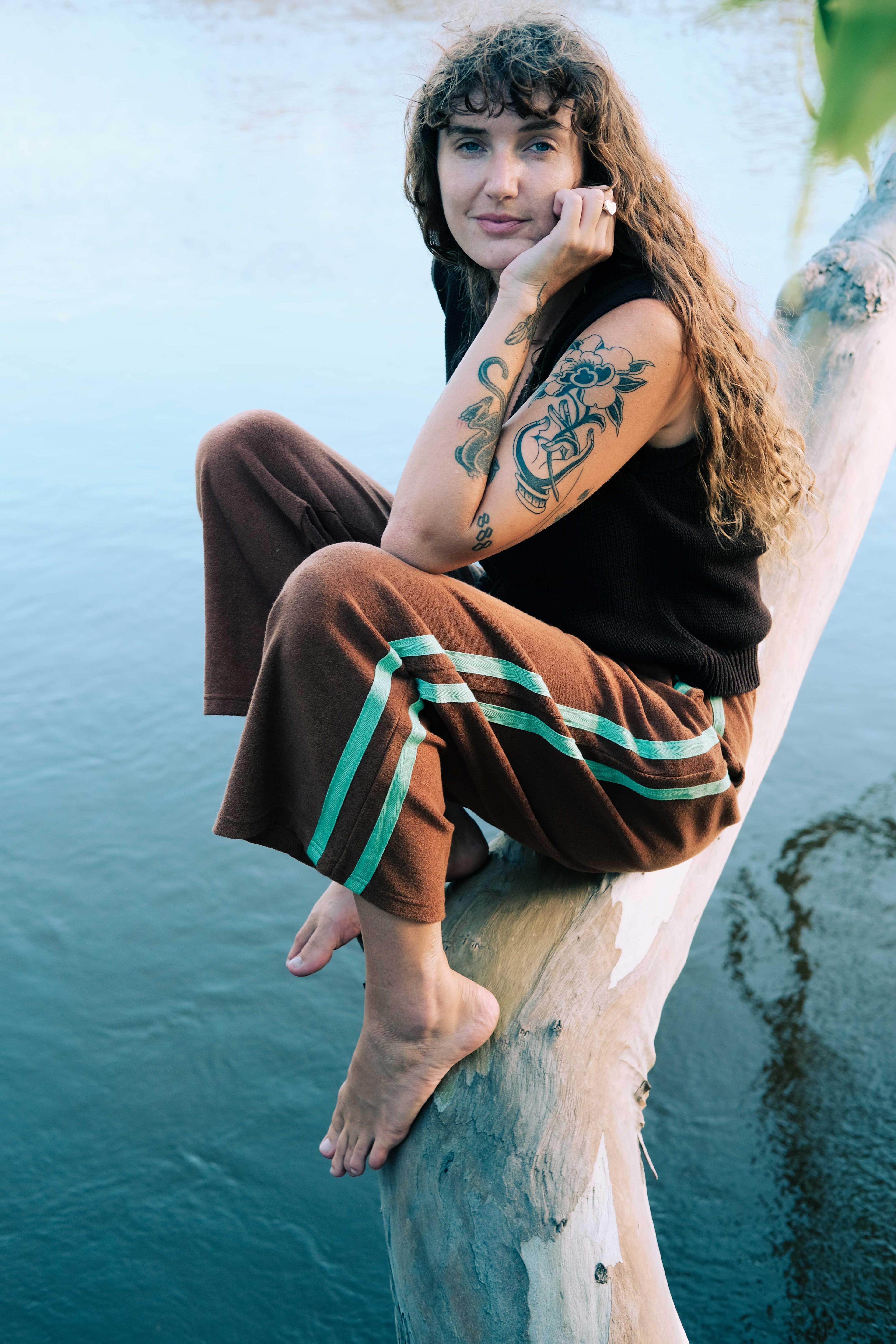 Après Surf Pant Brown with Mint Stripe - Atmosea