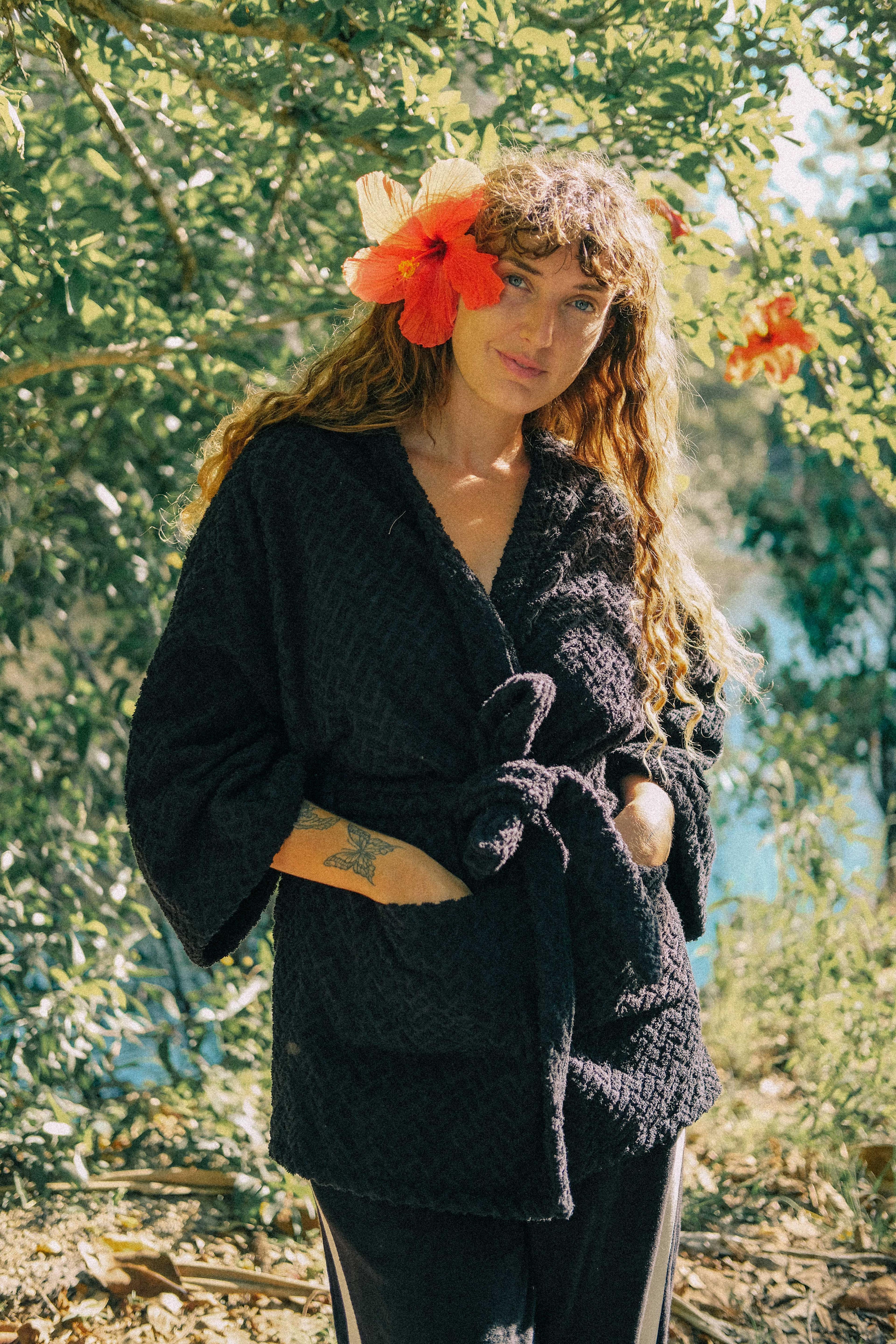 Kimono front view with flower