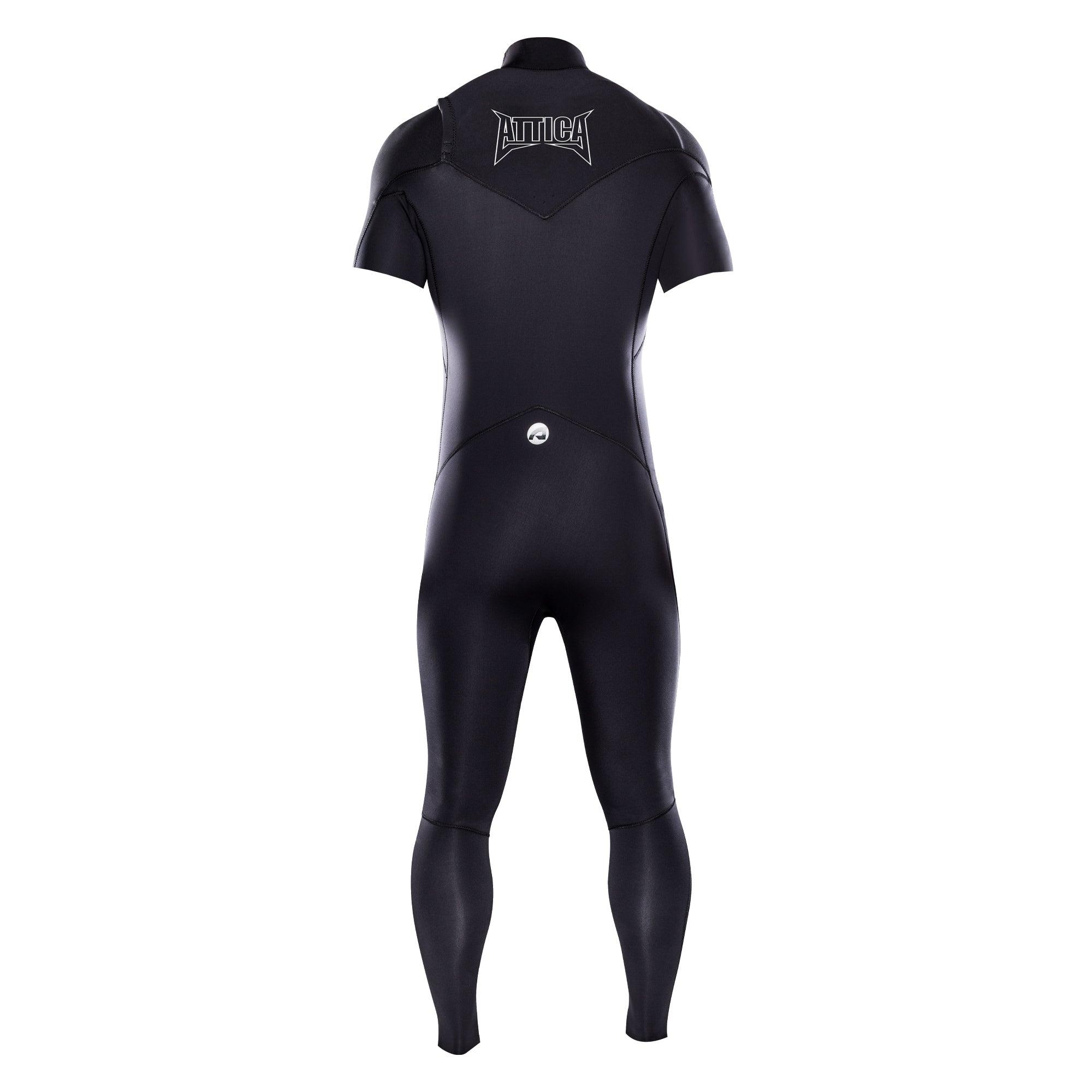 Attica Omega 3/2 Chest Zip S/S Steamer - Black/White back
