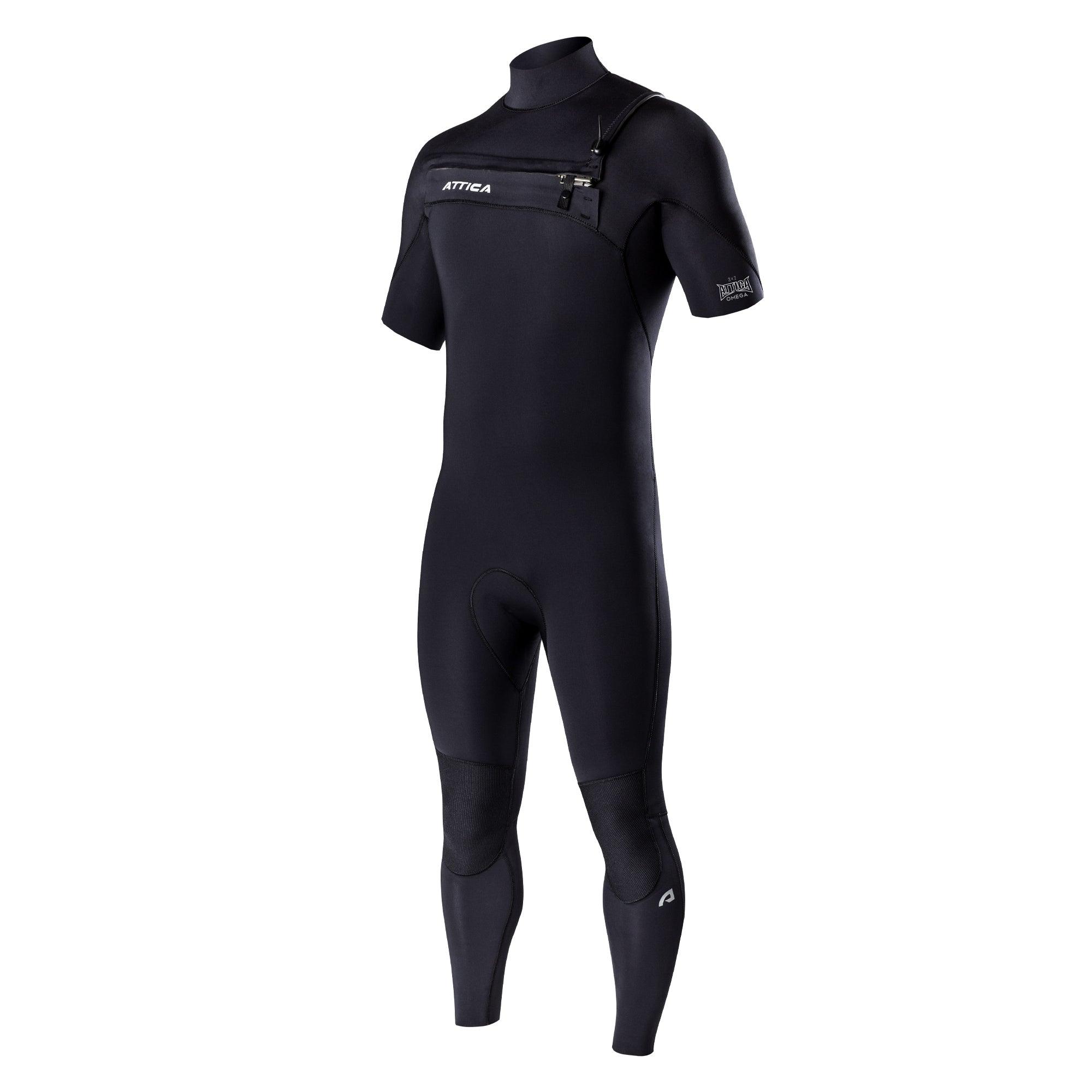 Attica Omega 3/2 Chest Zip S/S Steamer - Black/White front