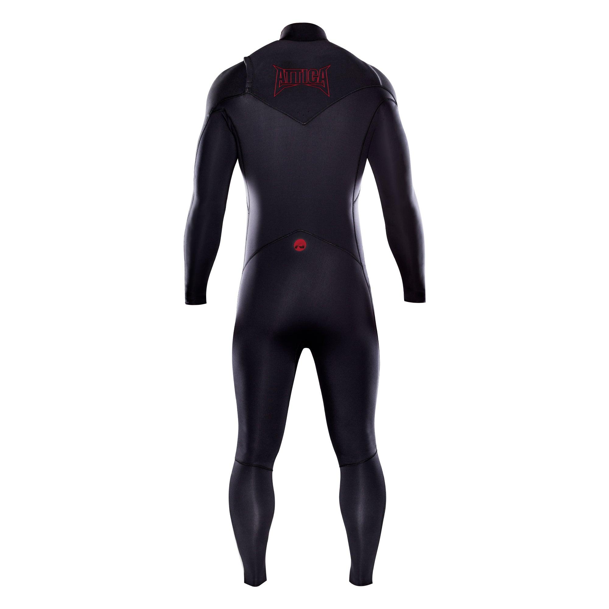 Attica Omega 3/2 Chest Zip Steamer - Black/Red back