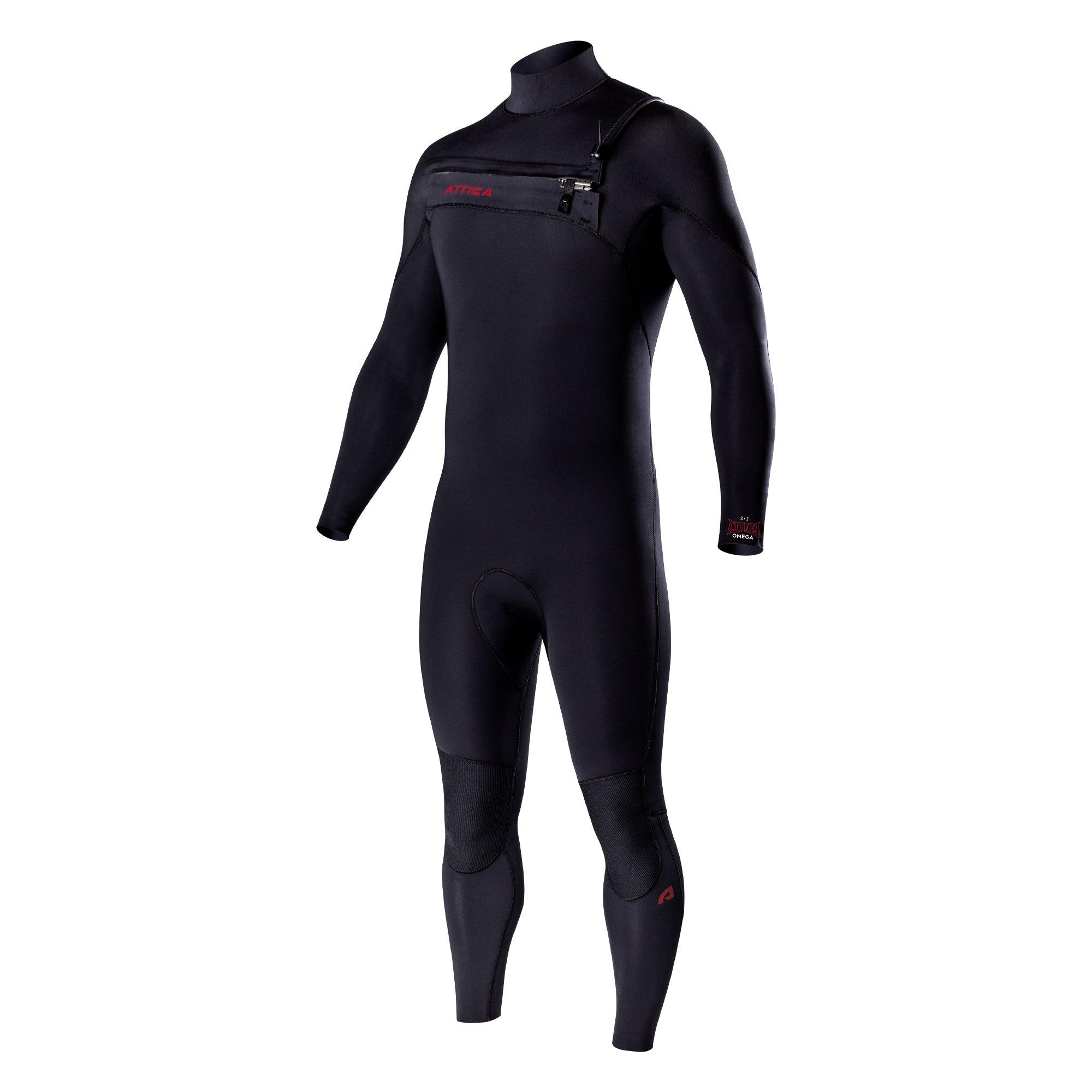 Attica Omega 3/2 Chest Zip Steamer - Black/Red front
