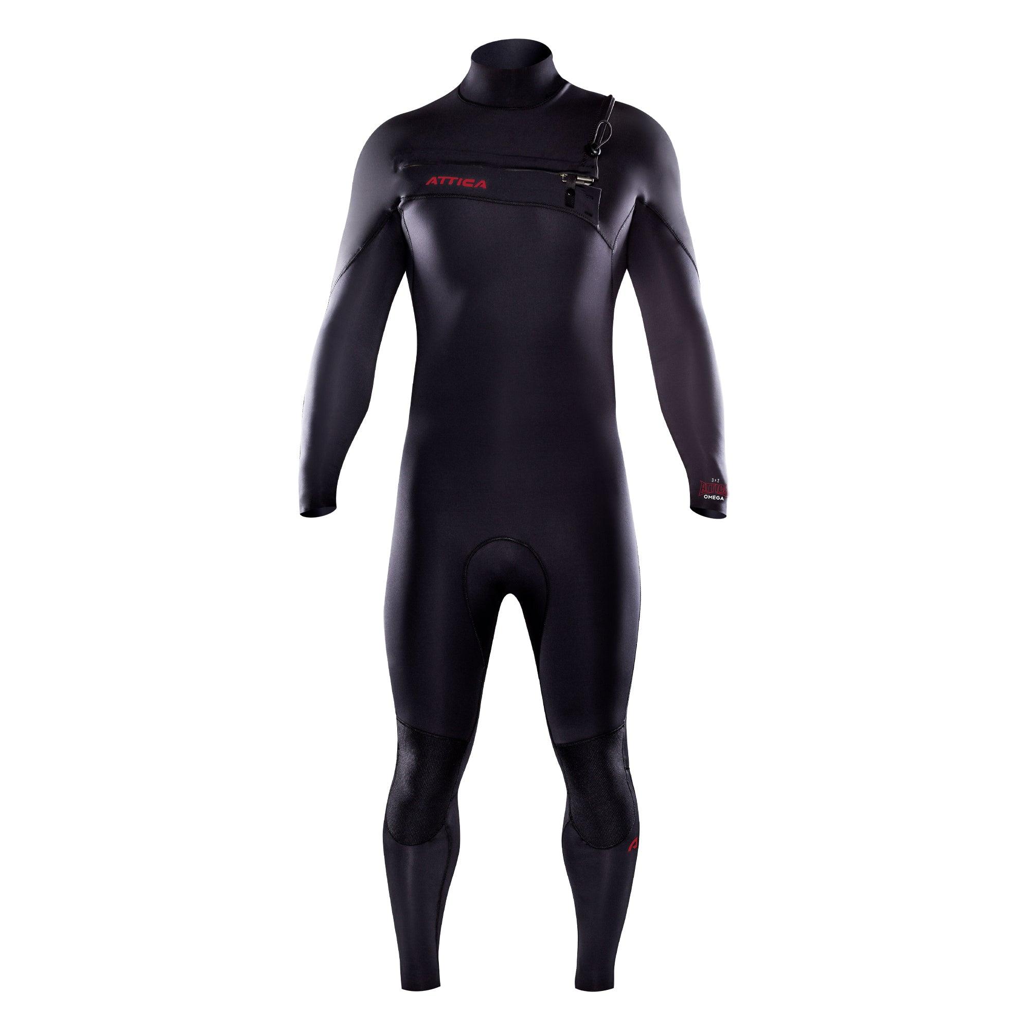 Attica Omega 3/2 Chest Zip Steamer - Black/Red front