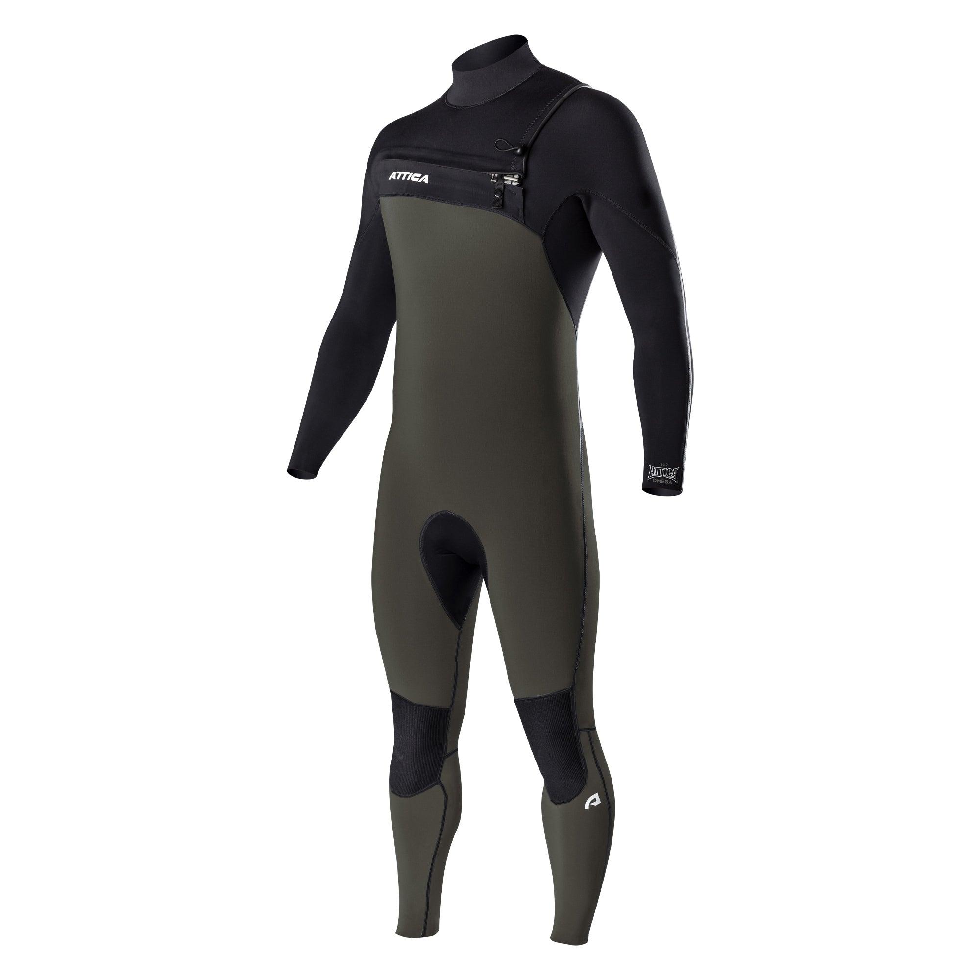 Attica Omega 3/2 Chest Zip Steamer - Dark Olive/Black/White front