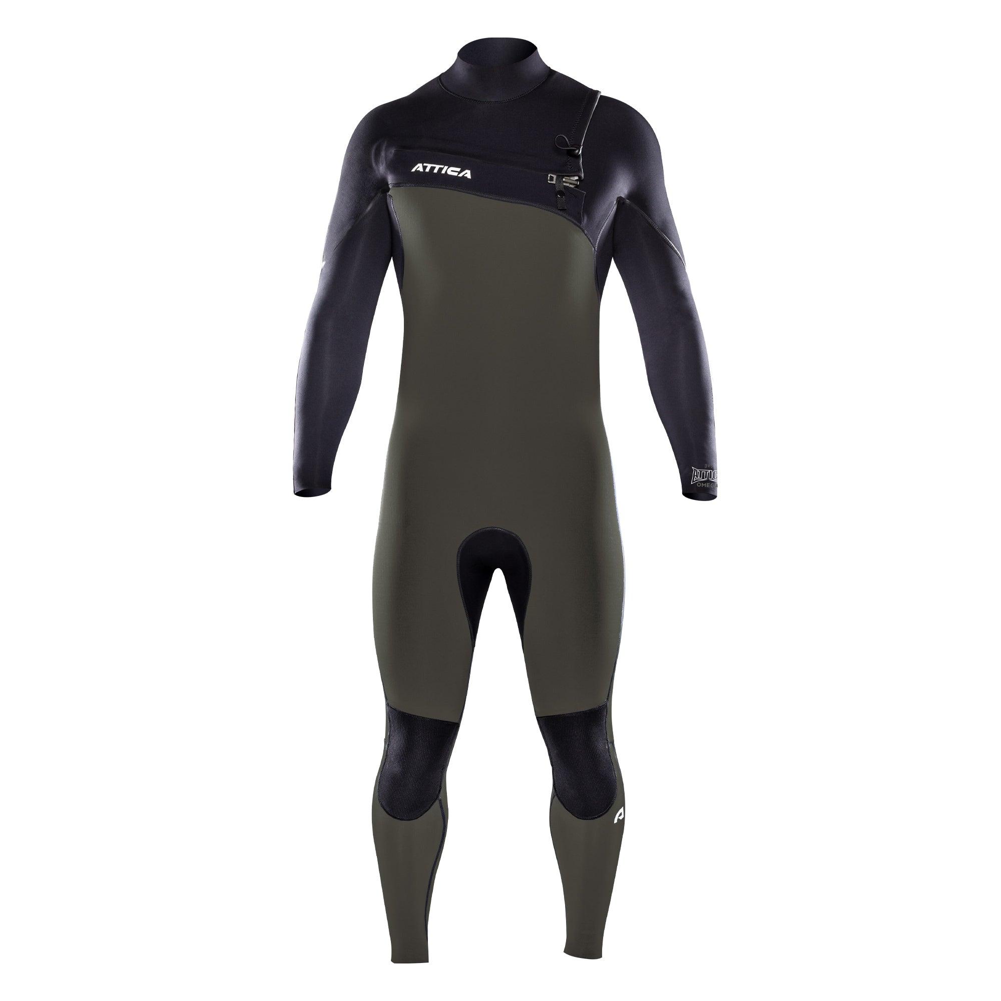Attica Omega 3/2 Chest Zip Steamer - Dark Olive/Black/White front