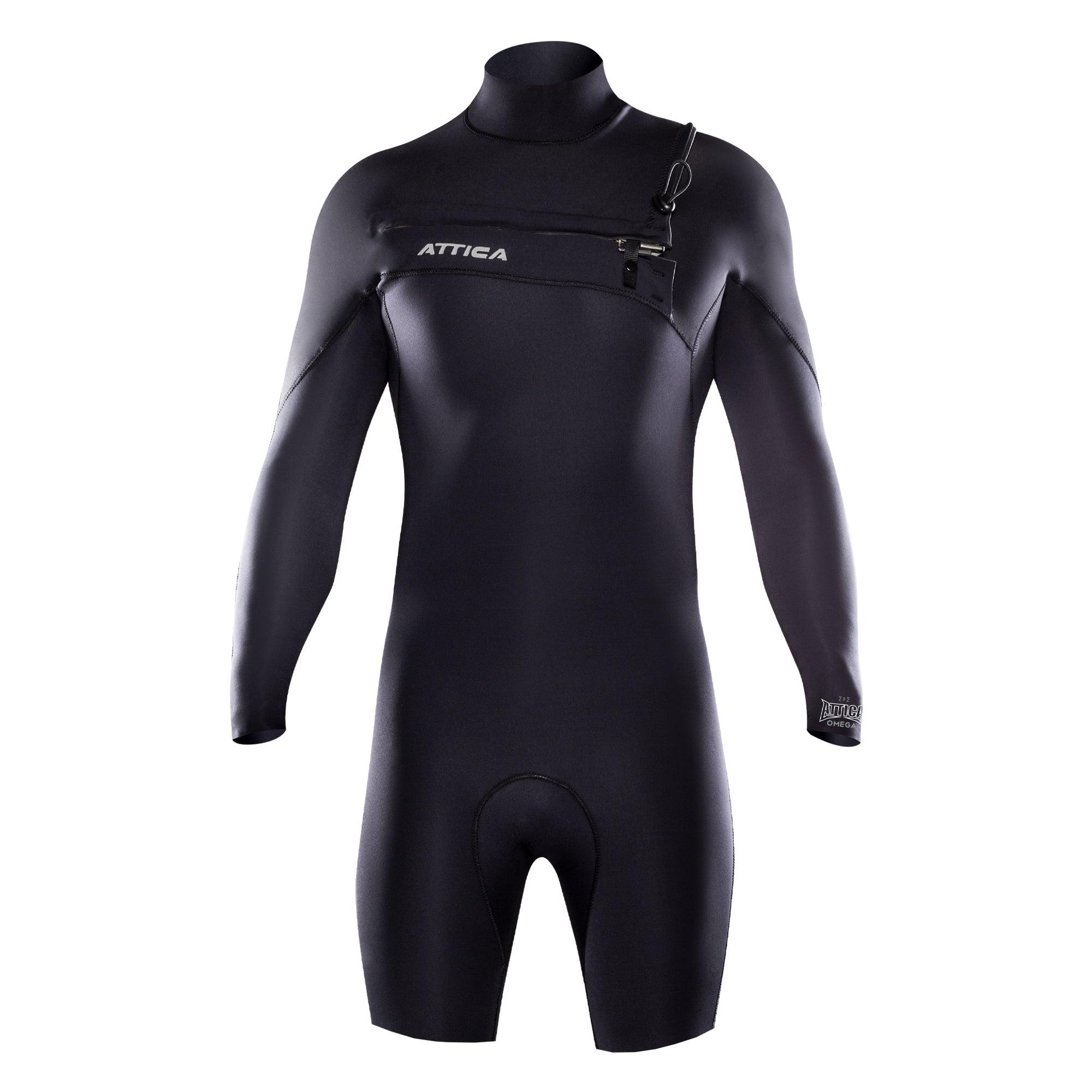 Attica Omega 2/2 L/S Chest Zip Spring Suit - Black/Silver front