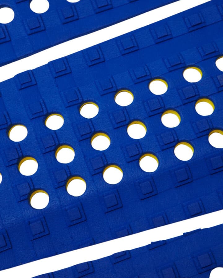 Astro Deck Nathan Surfboard Traction Pad - Blue/Yellow close up