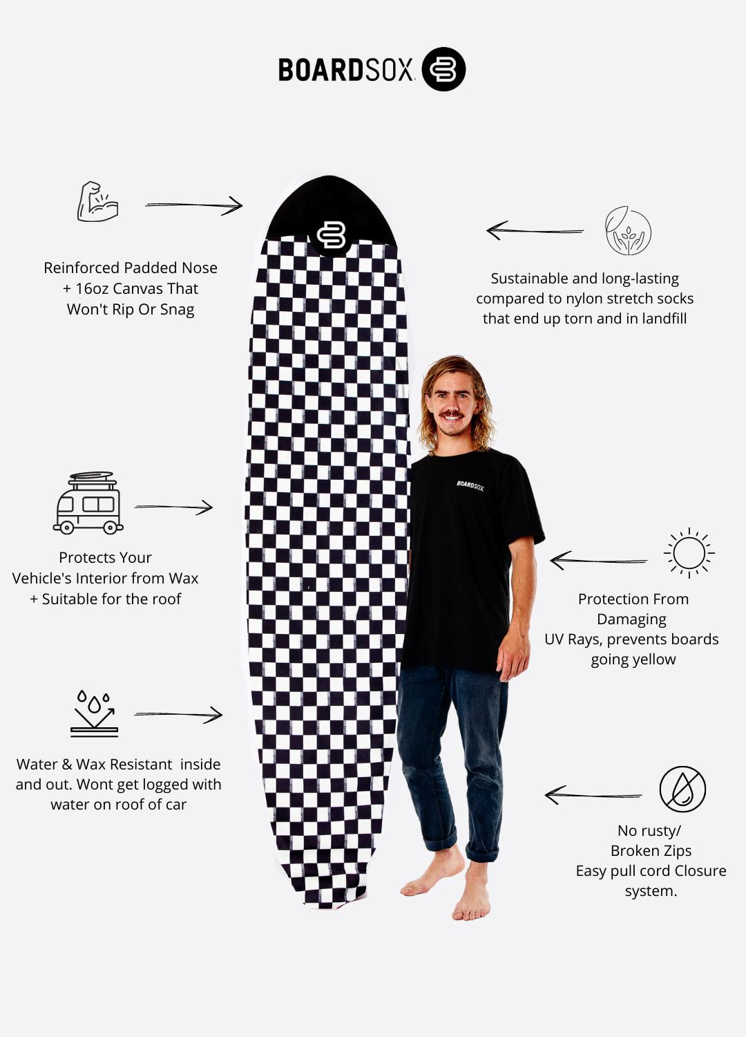 Boardsox Checks Surfboard Cover - Mid/Long anatomy