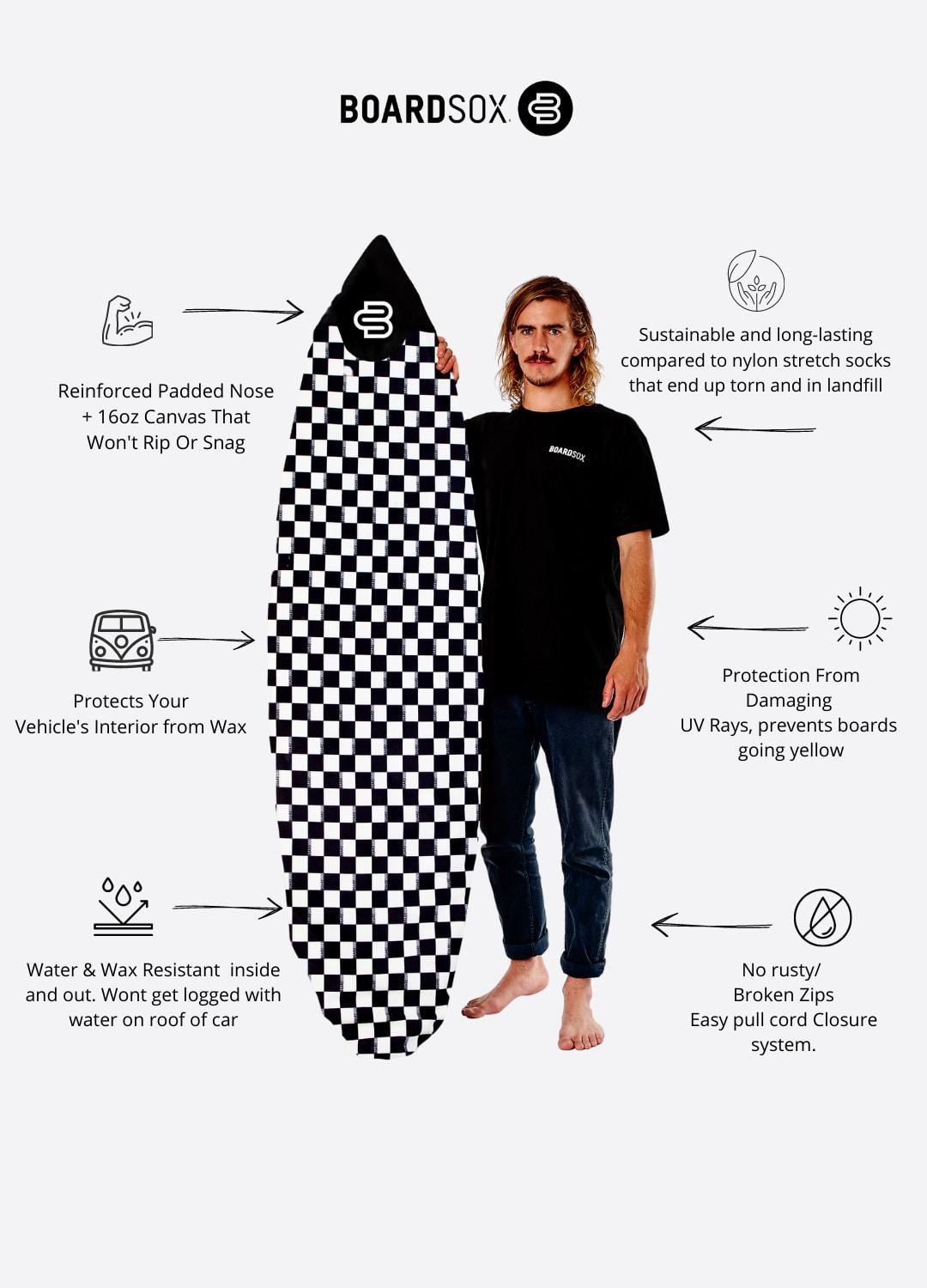 Boardsox Checks Surfboard Cover - Short features