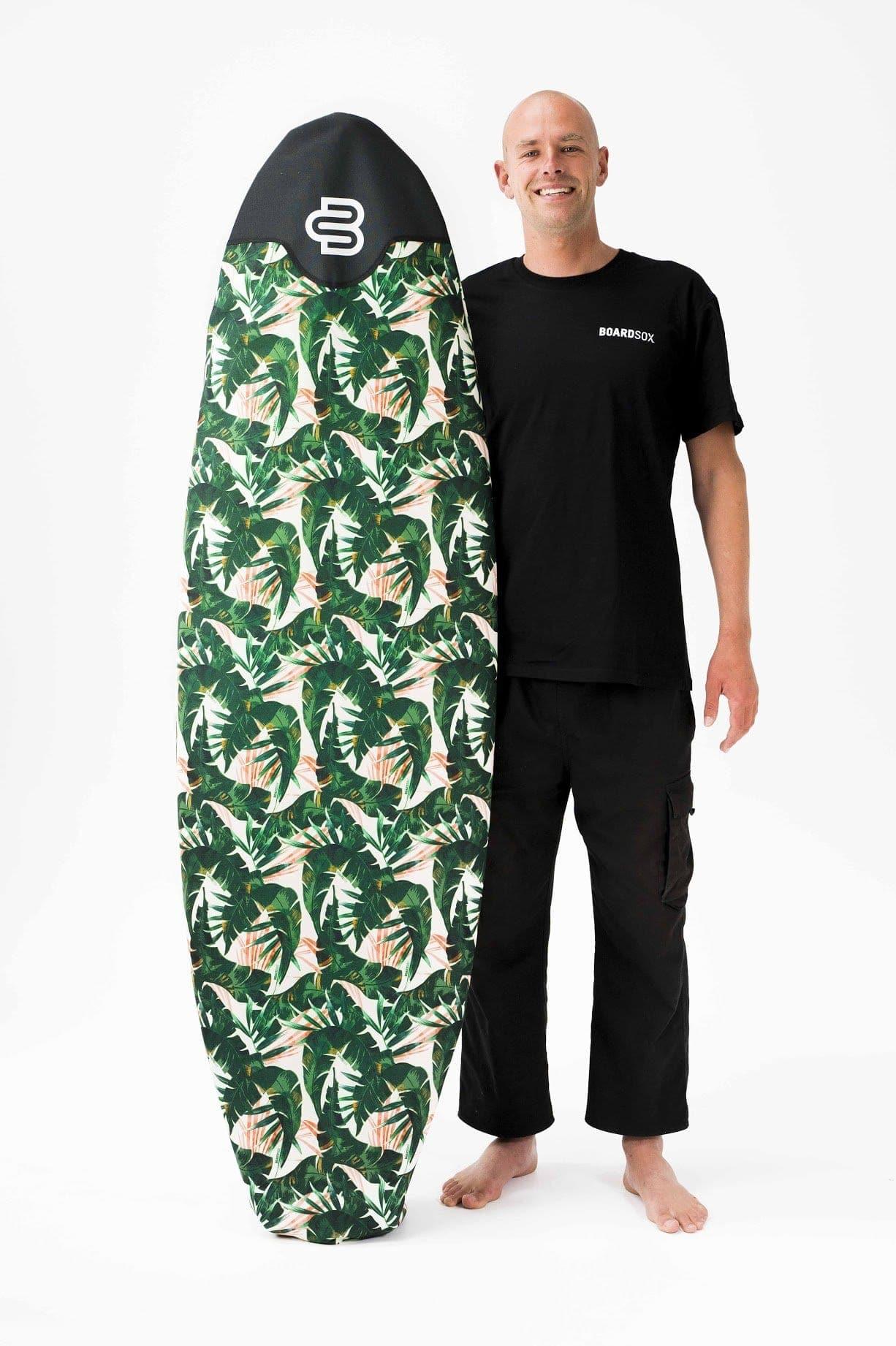 Boardsox Green Leaf Surfboard Cover - Funboard with model