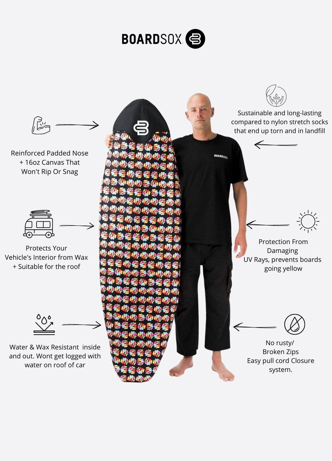 Boardsox Ozzie Wright Alien Love Flower Surfboard Cover - Funboard features