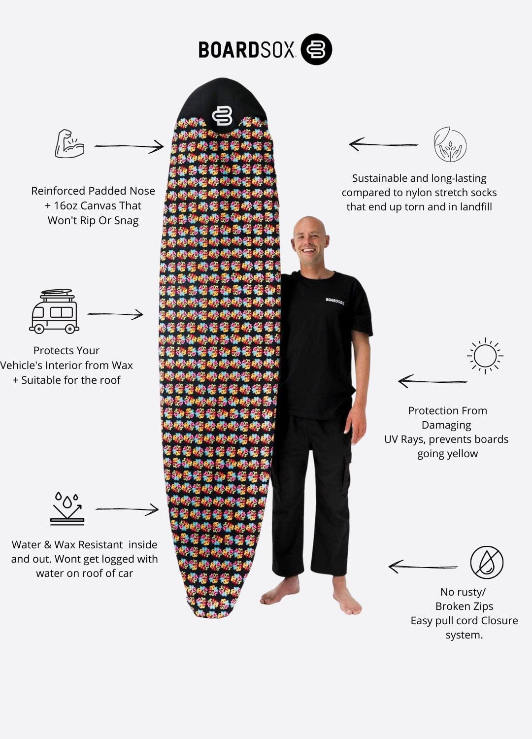 Boardsox Ozzie Wright Alien Love Flower Surfboard Cover - Mid/Long features