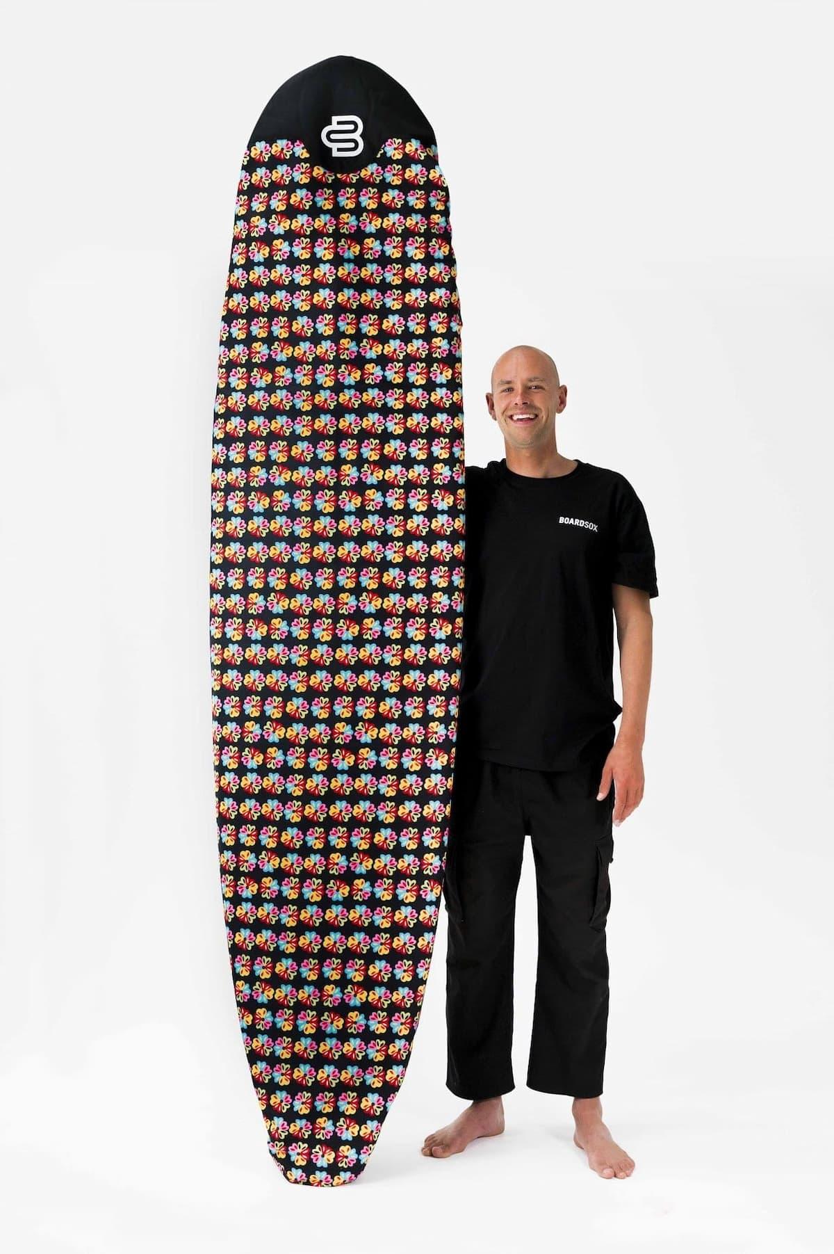 Boardsox Ozzie Wright Alien Love Flower Surfboard Cover - Mid/Long with model
