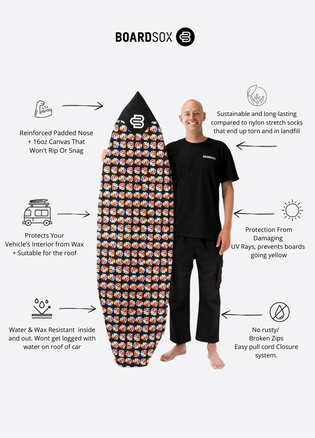 Boardsox Ozzie Wright Alien Love Flower Surfboard Cover - Shortboard features