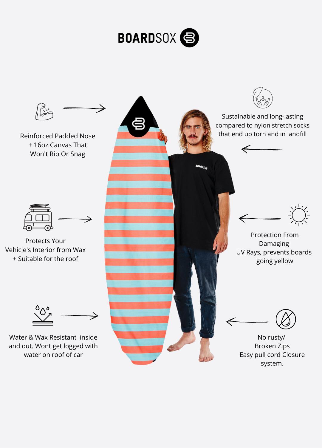Boardsox The Wingnut Stripes Surfboard Cover - Short features
