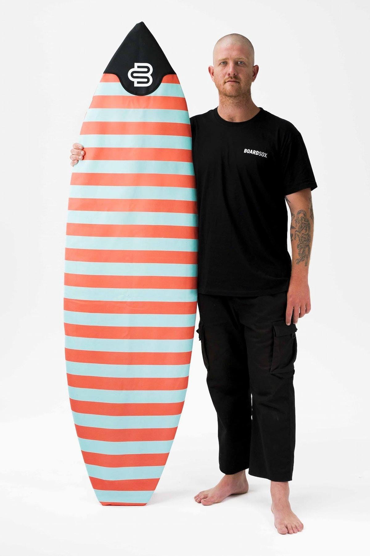 Boardsox The Wingnut Stripes Surfboard Cover - Short with model