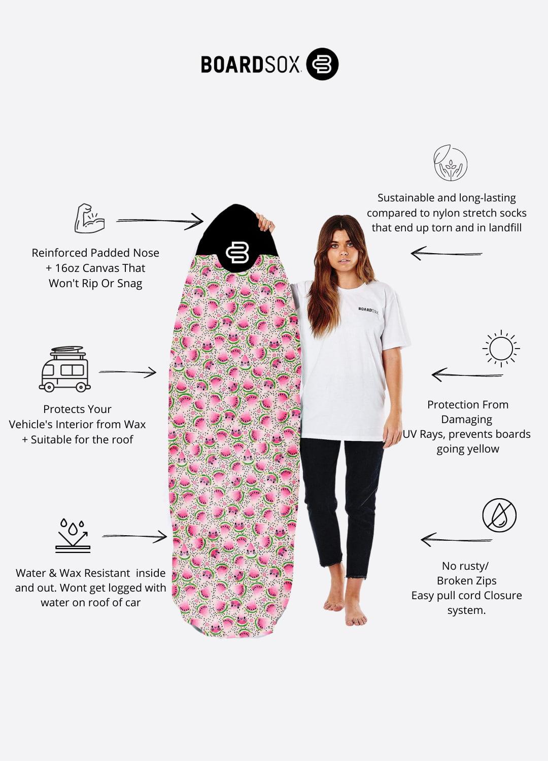 Boardsox Watermelon Surfboard Cover - Funboard features