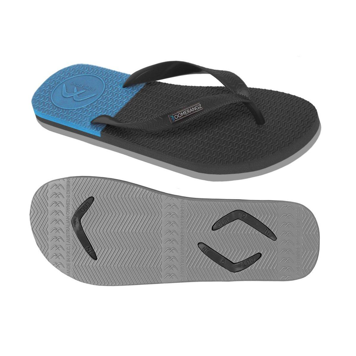 Boomerangz Men's Black/Gray/Blue Thongs 1
