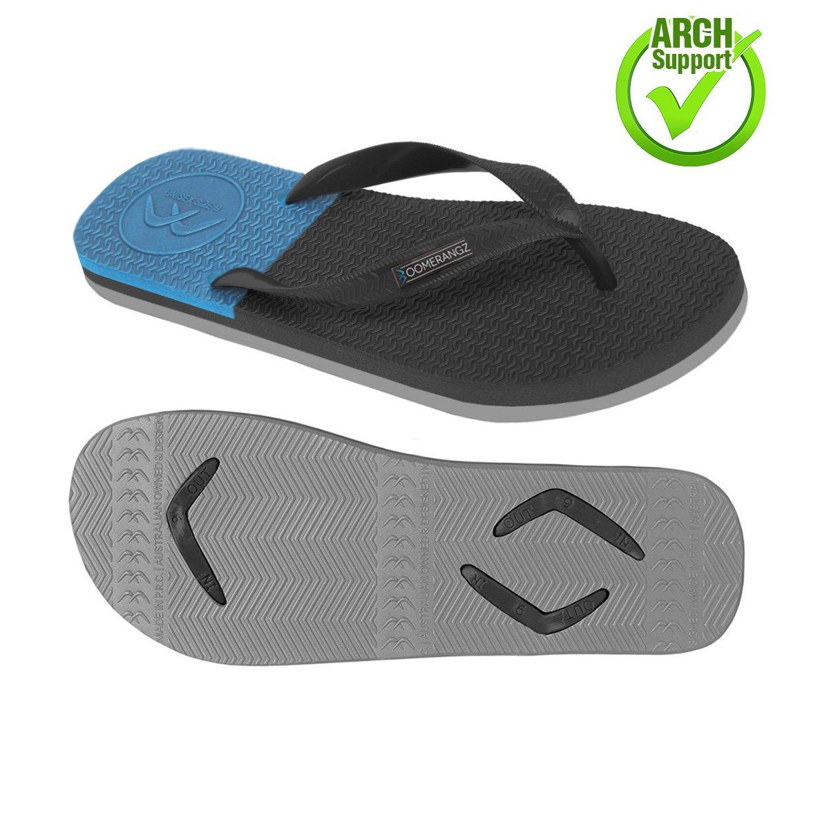 Boomerangz Men's Black/Gray/Blue Thongs arch