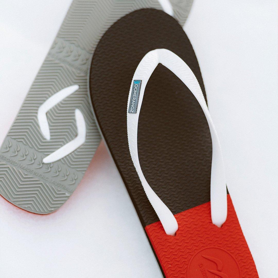Boomerangz Men's Black/Grey/Red Thongs 2