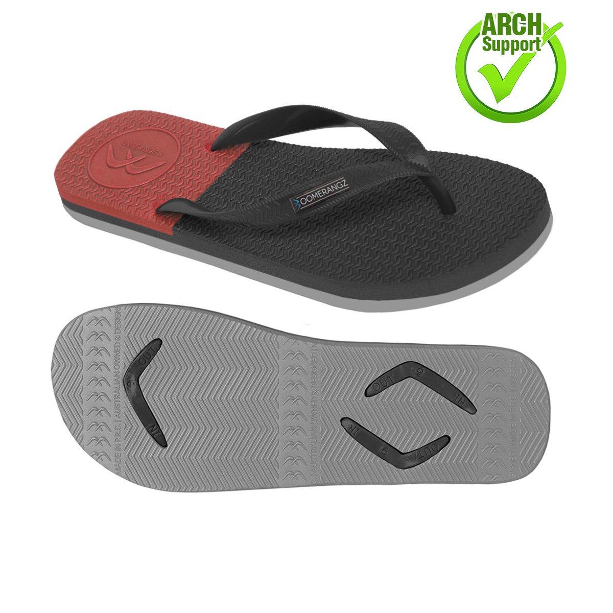 Boomerangz Men's Black/Grey/Red Thongs arch