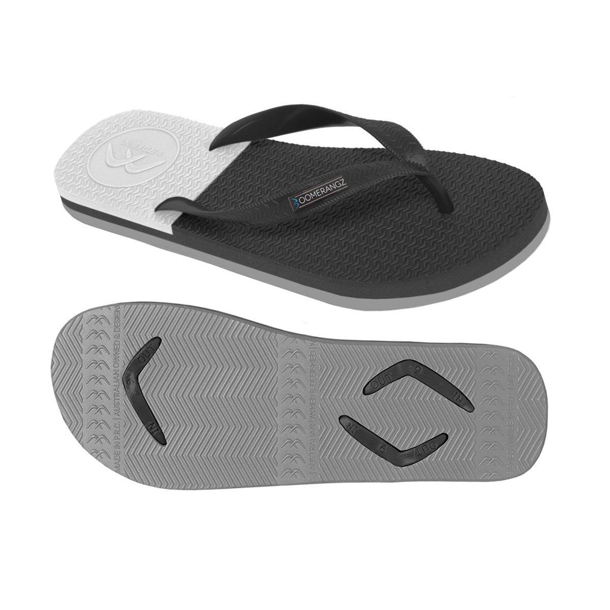 Boomerangz Men's Black/Grey/White Thongs 1