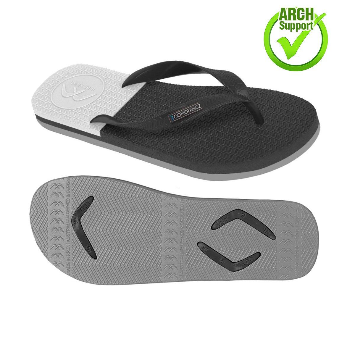 Boomerangz Men's Black/Grey/White Thongs arch