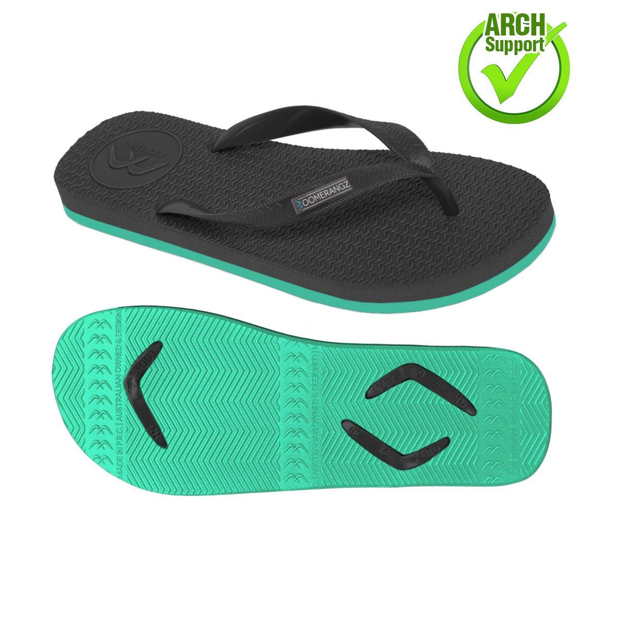 Boomerangz Men's Black/Teal Thongs arch