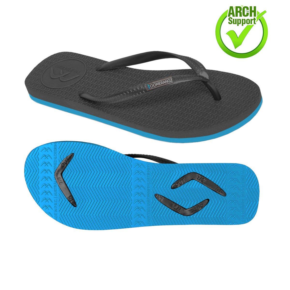 Boomerangz Women's Black/Blue Thongs arch
