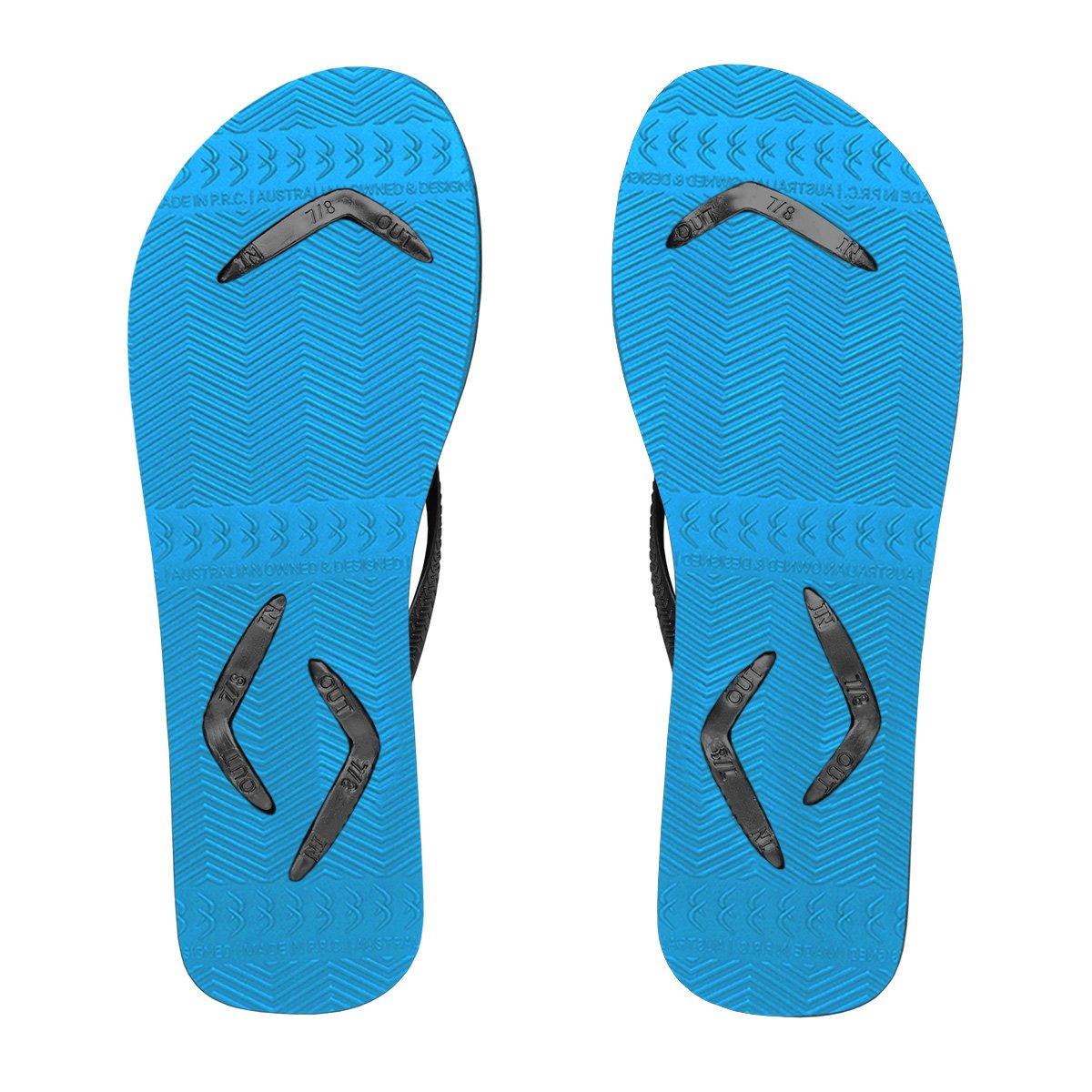 Boomerangz Women's Black/Blue Thongs bottom