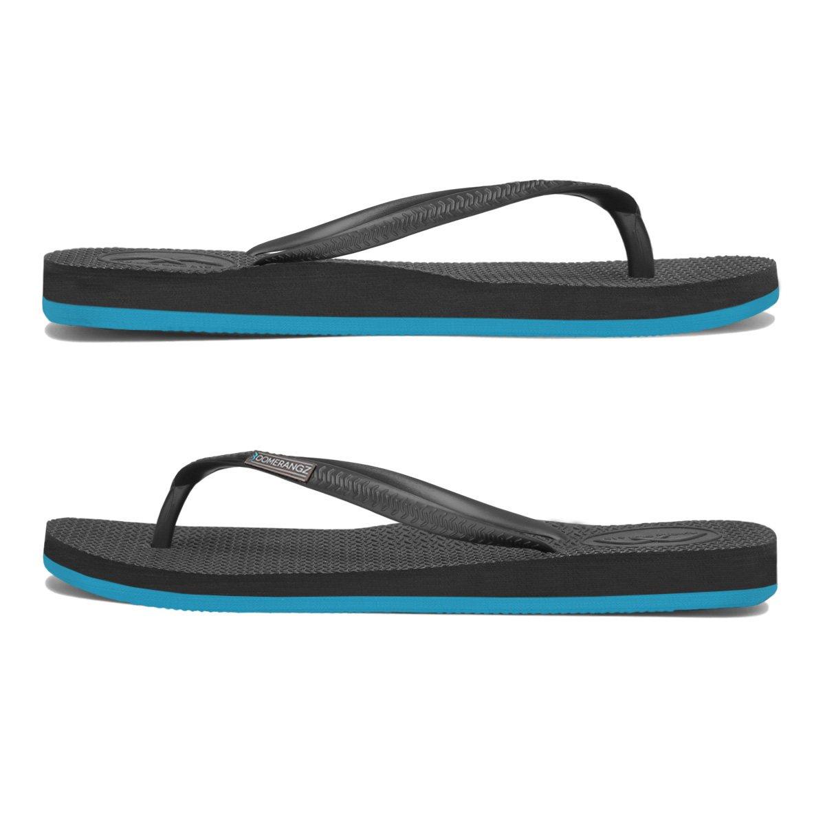 Boomerangz Women's Black/Blue Thongs side