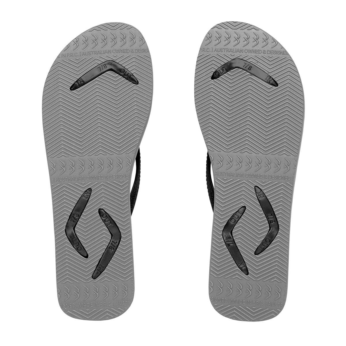 Boomerangz Women's Black/Grey/Blue Thongs bottom