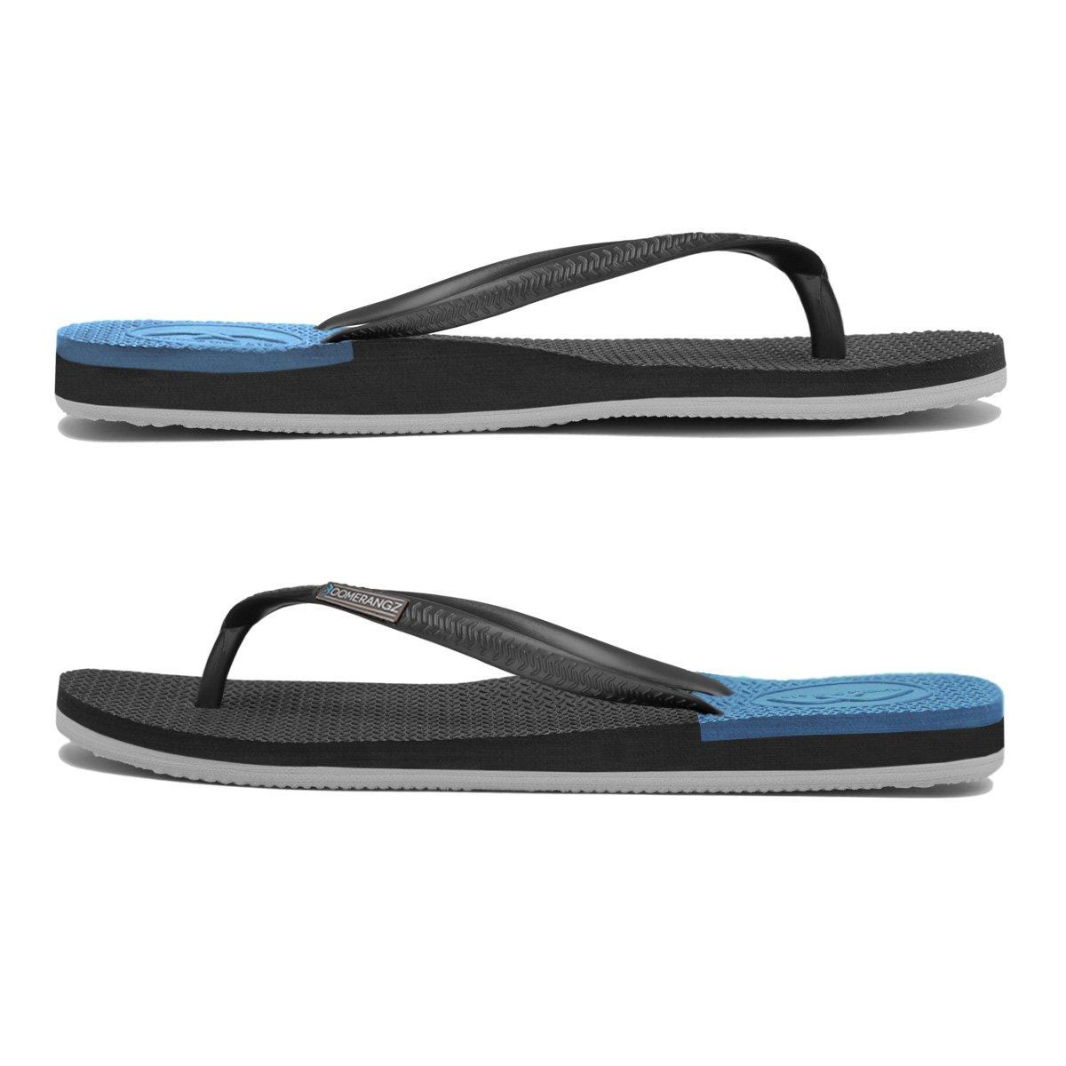 Boomerangz Women's Black/Grey/Blue Thongs side