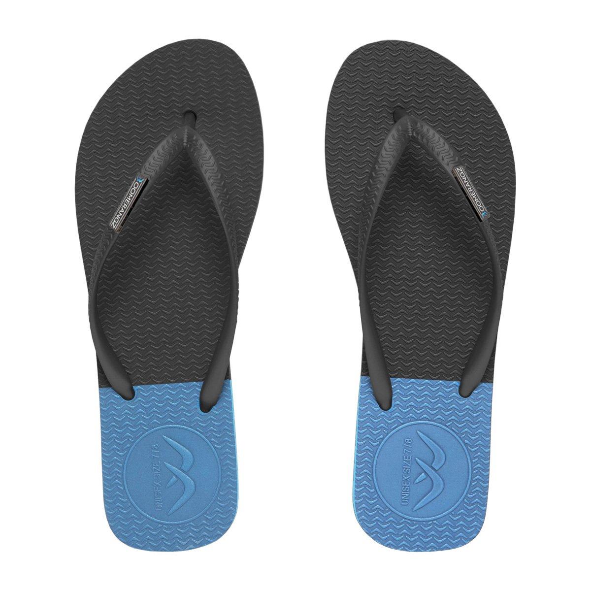 Boomerangz Women's Black/Grey/Blue Thongs top