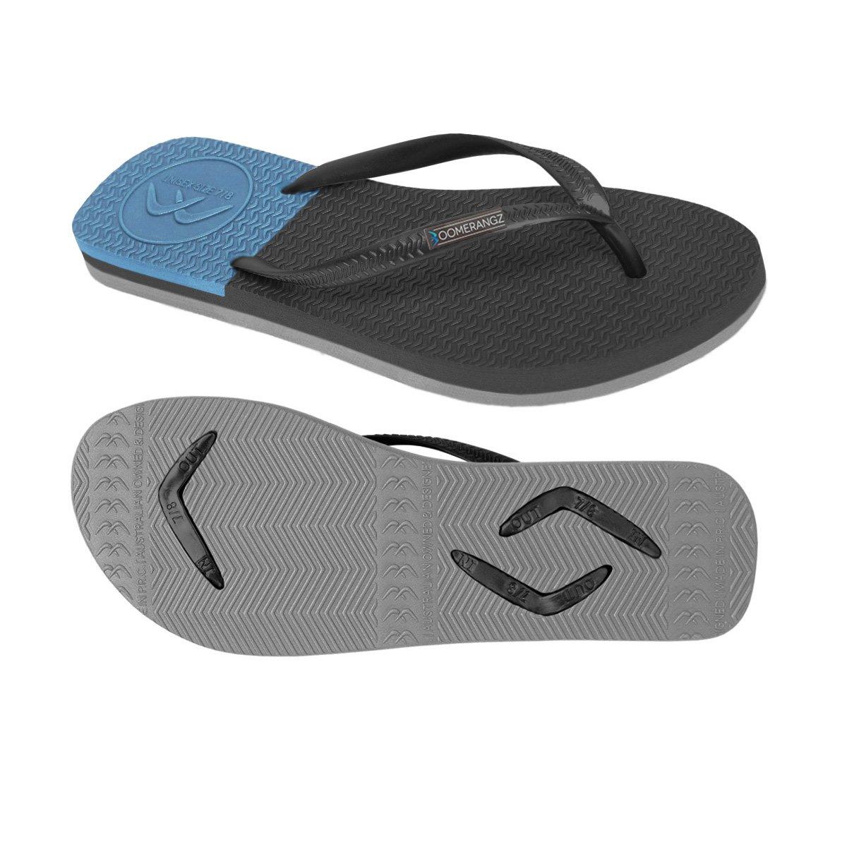 Boomerangz Women's Black/Grey/Blue Thongs 