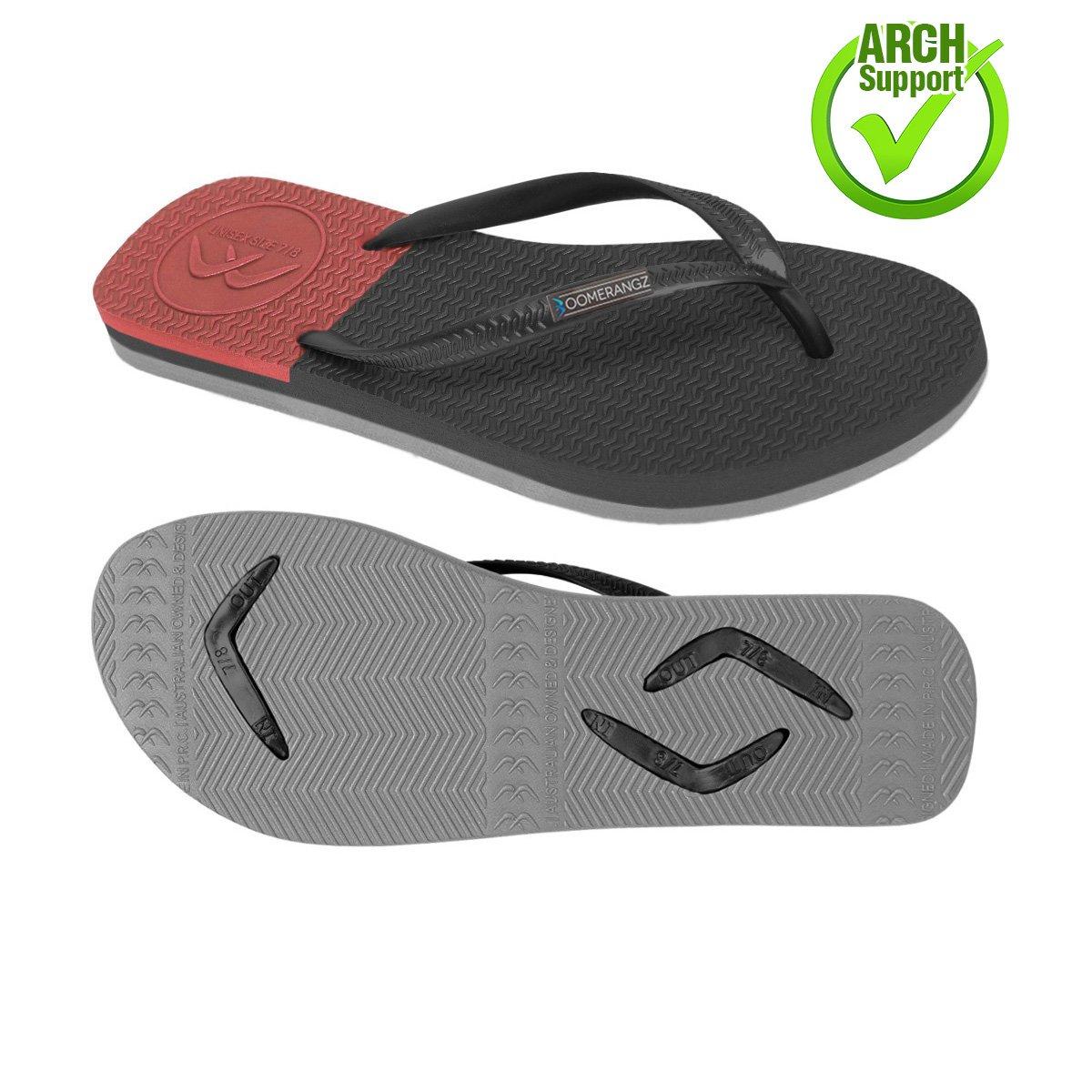 Boomerangz Women's Black/Grey/Red Thongs arch