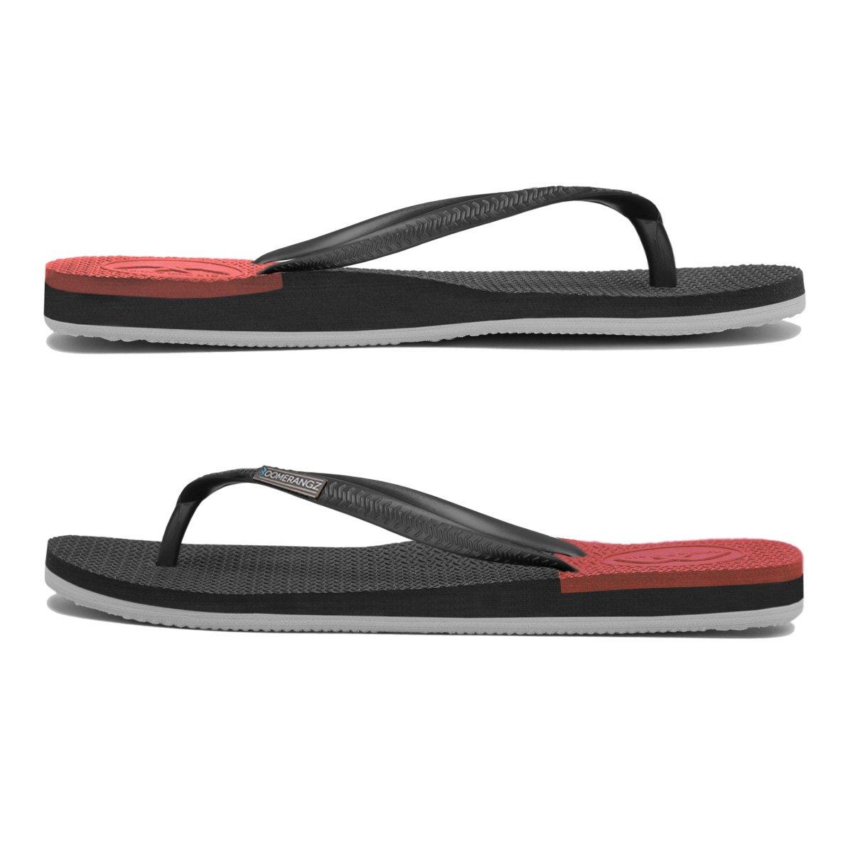 Boomerangz Women's Black/Grey/Red Thongs side