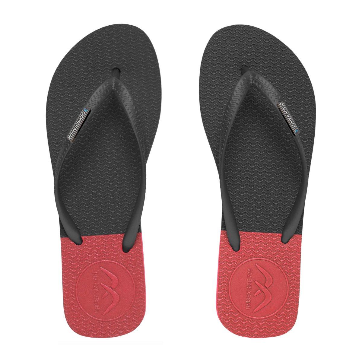 Boomerangz Women's Black/Grey/Red Thongs top