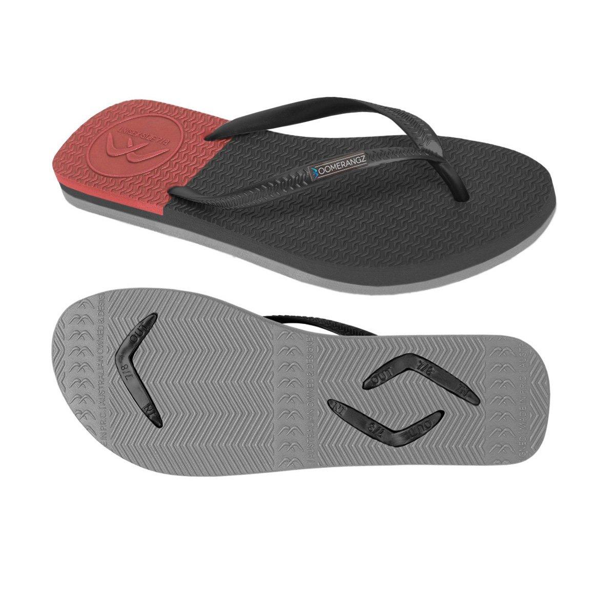Boomerangz Women's Black/Grey/Red Thongs