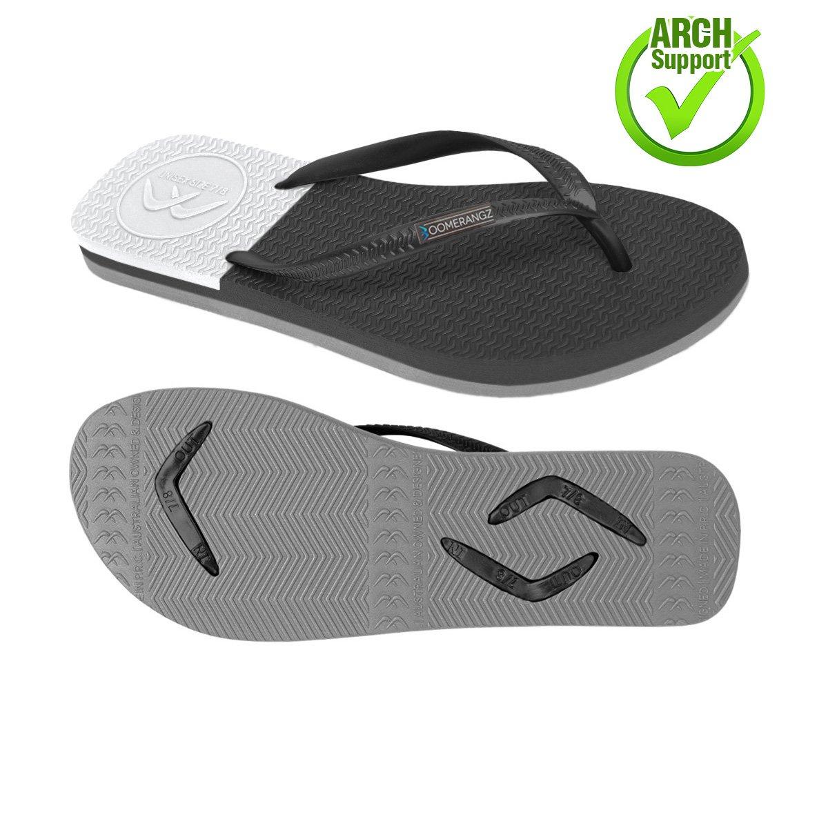 Boomerangz Women's Black/Grey/White Thongs arch