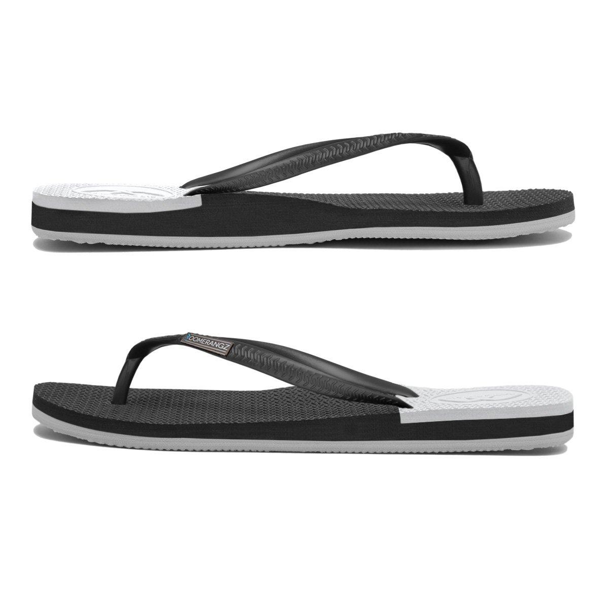 Boomerangz Women's Black/Grey/White Thongs side