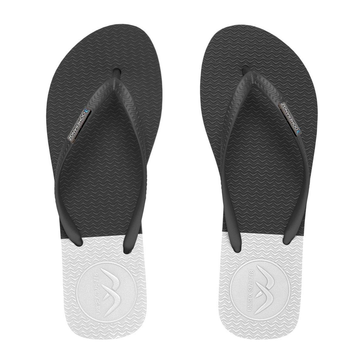 Boomerangz Women's Black/Grey/White Thongs top