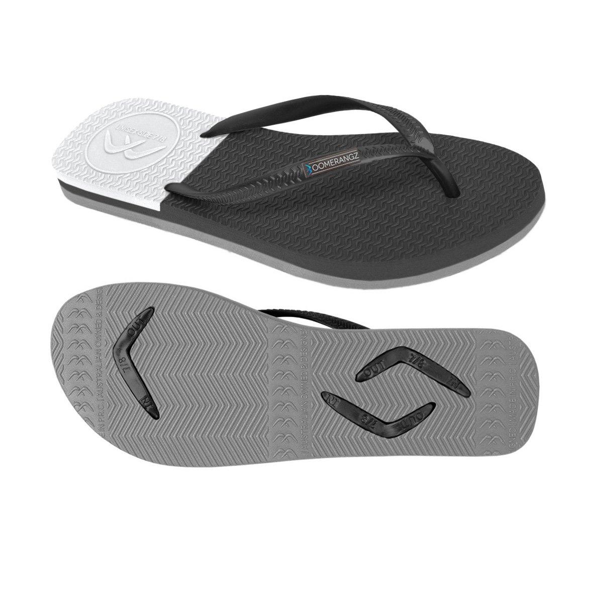 Boomerangz Women's Black/Grey/White Thongs