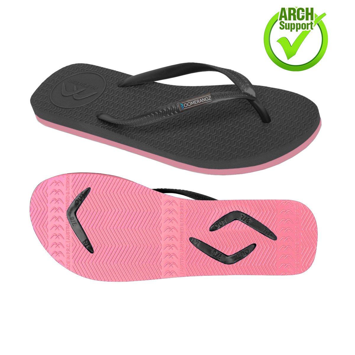 Boomerangz Women's Black/Pink Thongs arch