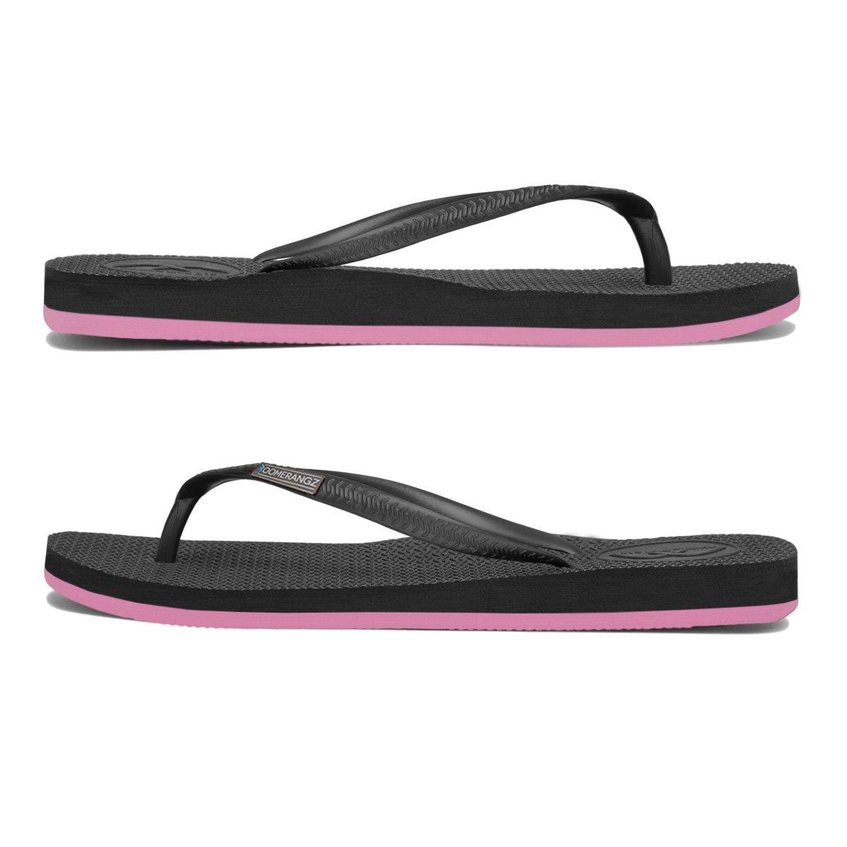 Boomerangz Women's Black/Pink Thongs side